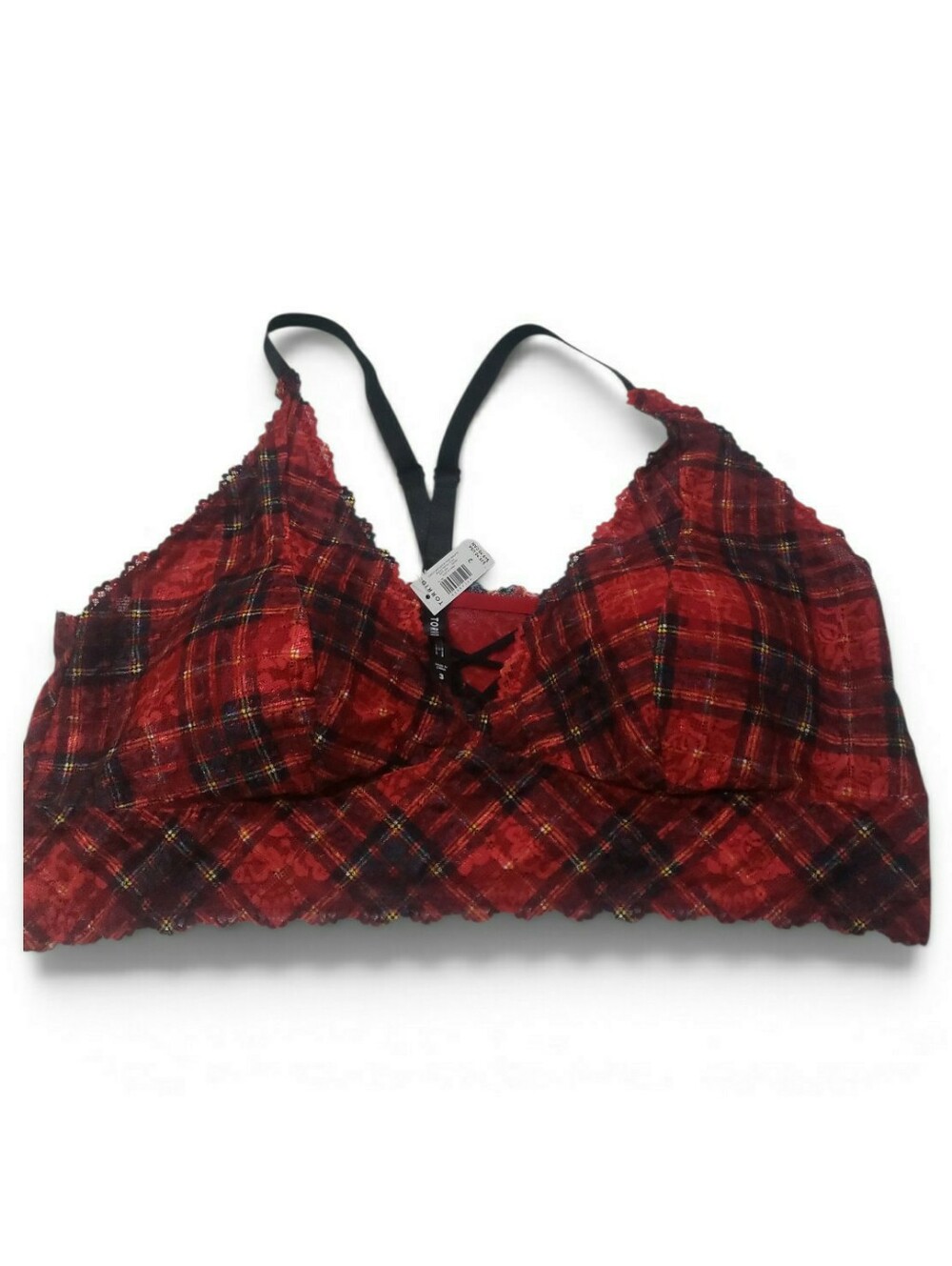 TORRID LIGHTLY LINED XO LACE BRALETTE RED PLAID NWT PLUS SIZE